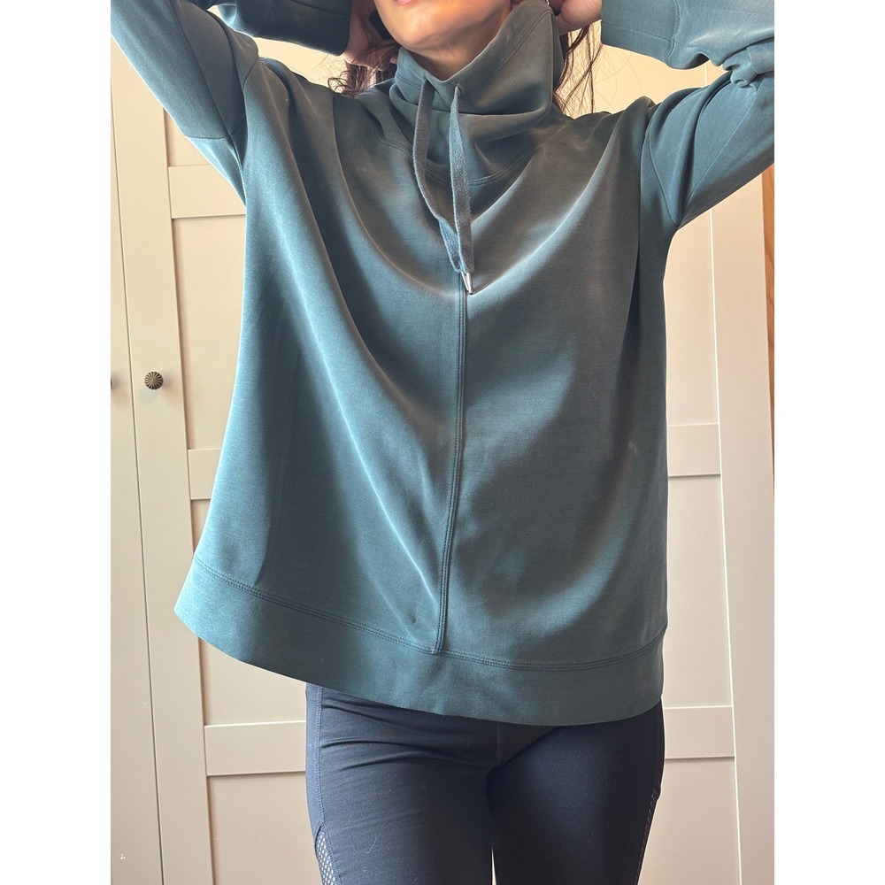 Cable & Gauge Studio Funnel Neck Cowl Sweatshirt Teal Blue Medium